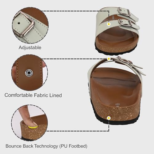 Image of Centrino Women's Berkin-Style Slip-On Sandals | Open Toe Design | Soft PU Footbed | Lightweight & Comfortable | Arch Support | On-Grip Sole | Casual Outdoor Wear (9228)