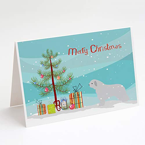 Caroline's Treasures BB2933GCA7P Spanish Water Dog Merry Christmas Tree Greeting Cards and Envelopes Pack of 8 Blank Cards with Envelopes Whimsical A7 Size 5x7 Blank Note Cards