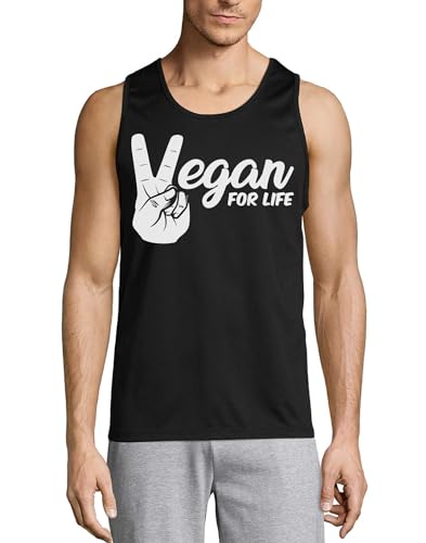 Débardeur en coton pour homme Noir Vegan for Life - Maillot sans manche imprimé