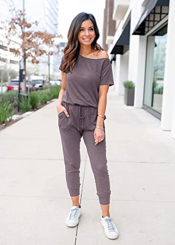 Image of PRETTYGARDEN Jumpsuits for Women 2026 Summer Dressy Off Shoulder Romper Spring Vacation Travel Lounge Outfits Clothes
