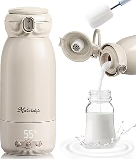 Tragbarer Flaschenwärmer Baby Unterwegs, 500ml Kapazität, Muttermilch und Wasser, Schnelles Aufheizen in 3 Minuten, Kann sterilisieren,10400 mAh, Bürste im Lieferumfang enthalten