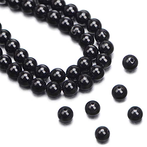 Image of Natural Black Tourmaline Gemstone Round Beads 15.5 inch 4mm 6mm 8mm 10mm 12mm A Grad (6mm)