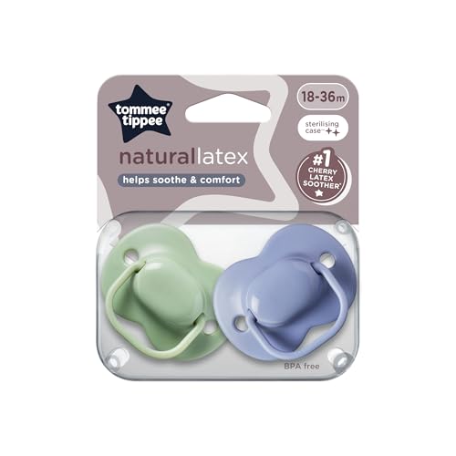 Tommee Tippee Cherry Chupete de látex, 18-36 meses, 2 unidades, con bolsa de látex 100 % natural Tommee Tippee Cherry Chupete de látex, 18-36 meses, 2 unidades, con bolsa de látex 100 % natural
