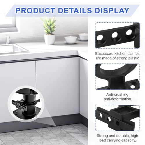 YnewL Sockelleisten Clips, 24 Stück Sockelleiste Küche mit 72 Schrauben 72 Expansionsrohr, Robust und langlebig Küchen Sockelblende, Küchensockel Befestigung für 32-42mm Küchenfüße