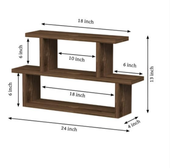 Image of Furniture Cafe Modern Wooden Wall Mounted Shelf - Multi-Tier Display Rack for Living Room, Bedroom, and Office Decor (Brown)