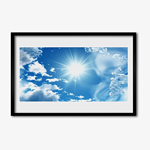 Cadre en MDF avec affiche 60x40 cm paysage ciel bleu Tulup