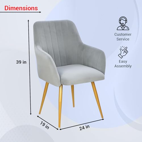 Image of Taboo Velvet Dining Chair Set of 4 | Upholstered Accent Arm Chairs | Soft Cushioned Seat with Backrest | Modern Velvet Fabric Chairs with Metal Legs | Living Room, Bedroom, Cafe & Restaurant | Cloud