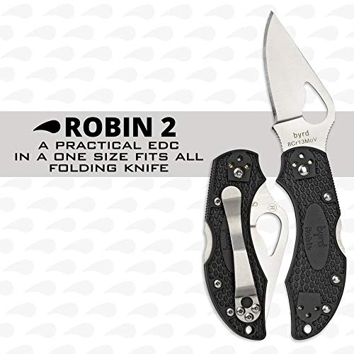 Spyderco Byrd Robin 2 Lightweight Folding Knife Handle With 2.40" Stainless Steel Blade And Black Non-Slip Frn Handle - Plainedge - By10Pbk2 #TOP1