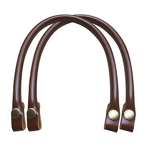 LdawyDE Poignée De Sac De Remplacement En Cuir, 2 pièces Sangle Cuir Sac, Fabriqué en cuir PU, avec bouton-pression mobile, remplacement durable et flexible, pour le bricolage, sac à main (40cm, brun) Cover