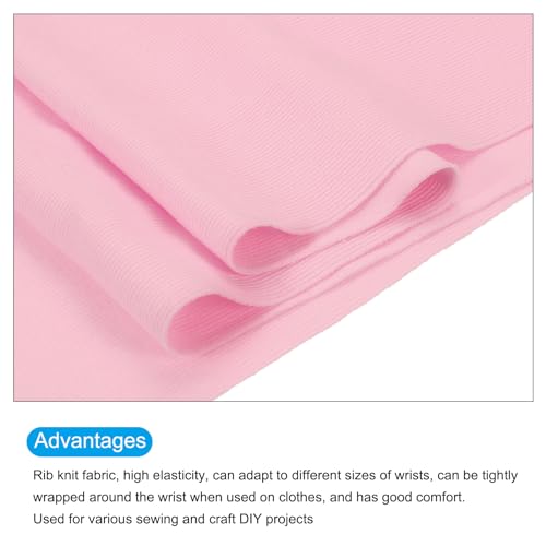 Image of MECCANIXITY 39 inch Elastic Cuffs Ribbed Trims Cotton Fabric Knit Rib Stretch Tape Cuff Sleeve Waistband for Sewing, 12 inch Wide Pink
