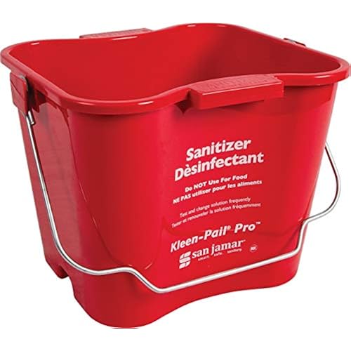 San Jamar Kleen-Pail Pro, Bucket with Handle for Cleaning Products in Commercial and Home Setting, 6 Qts, 1 Count, Red