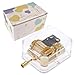 Acrylic Hand Crank Gurdy Gold Movement Music Box Wedding Valentine Christmas Birthday Gift (Edelweiss)
