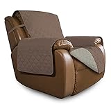 Easy-Going Oversized Recliner Reversible Sofa Cover Furniture Protector Couch Cover Water Resistant Elastic Straps Pets Kids Dog Cat (Oversized Recliner, Brown/Beige)