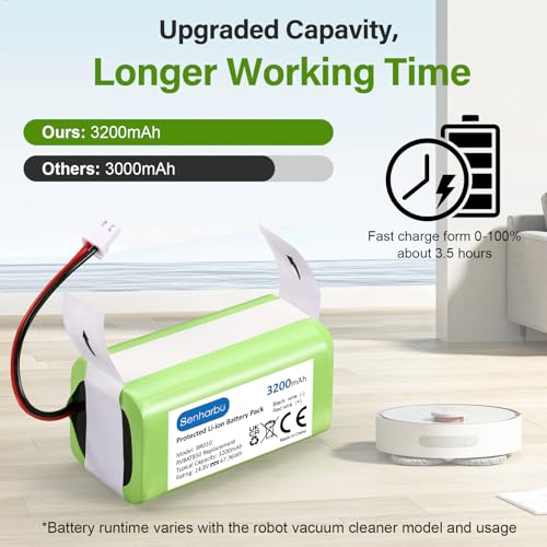 Senharbu 3200mAh RVBAT850 Battery Replacement for Shark Vacuum - Compatible with Shark Ion R75, RV761, RV850C, RV1000S, RV1100VL, RV101AE, UR1000SR, RV700_N, RV720_N (2-Prong Connector ONLY) - Thumbnail 7