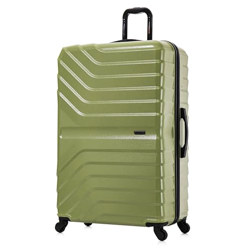 InUSA AURUM Hardside Luggage with Spinner Wheels | 32 in Durable Lightweight Extra Large Checked Suitcase for Travel | Zipper Suit Case with Gel Handles and Trolley | Green