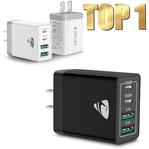 [3-Pack] USB C Wall Charger, 40W Fast USB C Charger Block, 4-Port PD Power Adapter + QC Wall Plug Multiport Type C Charging Block Cube Cover