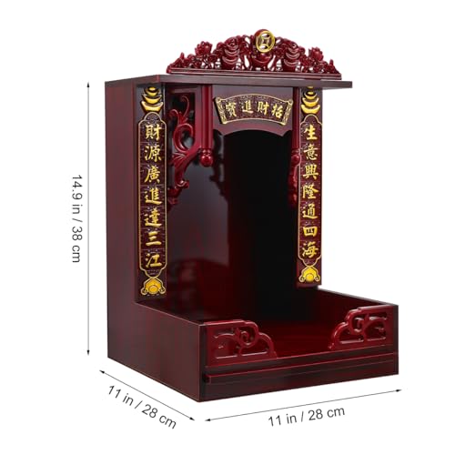 Abaodam Wooden Buddha Display Cabinet Shelf for Home Feng Shui Decor, Tabletop or Wall Leaning Statue Holder with Pull-Out Tray, Chinese Style by Abaodam - Image 5