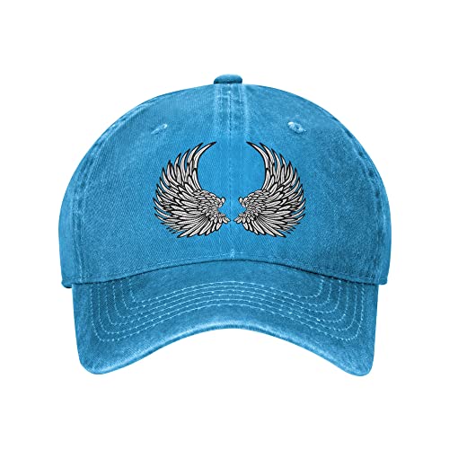 Yyfkxxf Angel Wings Stickers Unisex Fashion Washed Plain Baseball Cap Adjustable Classic Retro Cowboy Hat Dad Hat Trucker Hat Blue #TOP1