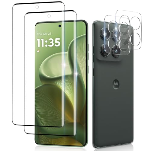 WILLONE 2+2 Stück Für Motorola Edge 60/Edge 60 Fusion Panzer Schutz Glas Folie Kamera Schutzfolie 9H Härte Fingerabdruck-ID Unterstützen HD Clear Displayschutz Schutzfolie Glas