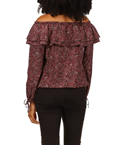 Michael Kors Pop Paisley Ruffle Top Royal Pink Xs #TOP2