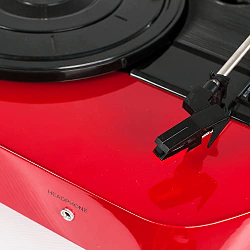 Vitrola Toca Discos Luminous Red com Iluminação de LED Echo Vintage