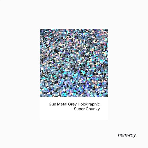 Eco Friendly Biodegradable Glitter, Gun Metal Grey Holographic, Super Chunky (1/8" 0.125" 3mm) - Image 2