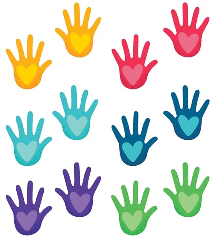 Image of Carson Dellosa One World 36-Piece Hands With Heart Cutouts, Bright and Colorful Handprints for Bulletin Board, Back to School Decorations, and Classroom Decor