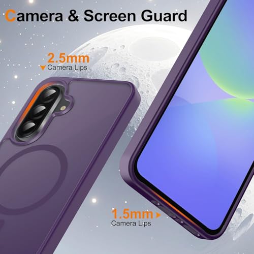 Image of Elzzi Magnetic Guard Designed for Samsung A17 5G Case Translucent Matte Hard PC + TPU Back Cover [Compatible with MagSafe] Anti-Scratch Phone Case (Deep Purple)