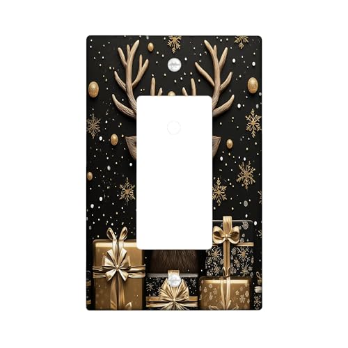 Placa decorativa para interruptor de luz de ciervos de lujo, 1 banda, basculante individual, regalos de alivio 3D de Navidad, placa frontal eléctrica para decoración de cocina, baño, placa de