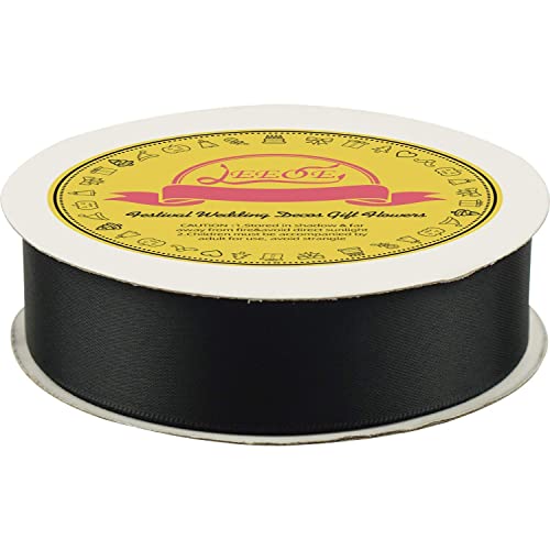 Image of Black Double Face Satin Ribbon 1 inch X 25 Yards Spool Very Suitable for Weddings Gift Package Wrapping Dancer Wand Sewing Party Hair Bow Invitation Decorations and More