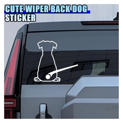 Image of Cute Dog Decal Car Rear Windshield Window Wiper Sticker, Funny Dog Moving Tail Decal Waterproof Vinyl Sticker, Lovely Animal Puppy Decoration Decals for Car Window, Laptop (Style B)