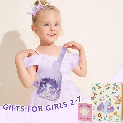 Image of COSHAYSOO Purple Toddler Little Girls Purse 2 3 4 5 6 7 Year Old Kids Sling Bag Initial Crossbody Pouch, Stylish Trending Cute Birthday Christmas Presents Halloween Thanksgiving Gift Ideas Letter I