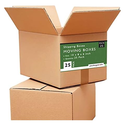 10 x 8 x 6 Medium Moving Boxes Pack of 25 Shipping Boxes Cover