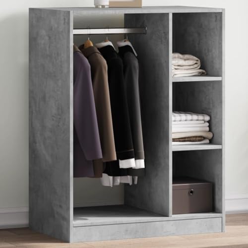 Organizador de madera gris hormigón con gran fondo de 48 cm para ropa de dormitorio