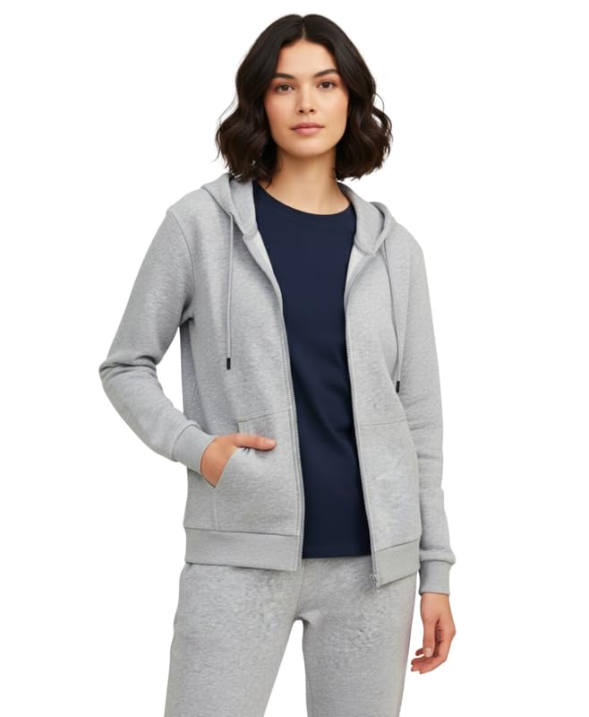 Casual Solid Full Sleeves Stylish Hooded Neck Fleece Zipper Hoodie for Women-image-5