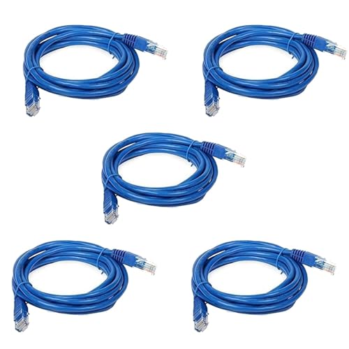 Image of ATEVON 3M Cat5 /Cat5e Ethernet Cable - High-Speed Network Patch Cord with RJ45 Connectors for PC, Laptop, Router, Modem & Switch - Blue - Pack of 1
