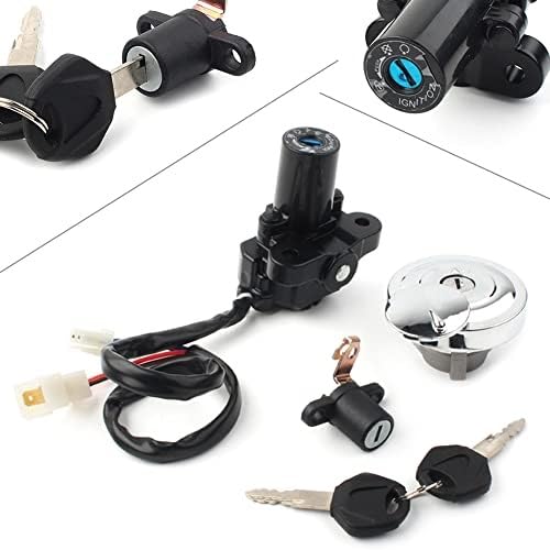 Motorcycle Fuel Gas Tank Cap Cover Ignition Switch for Seat Lock Set with Keys for Xvs950 2009-2017 Chrome Motorcycle Ignition Switch