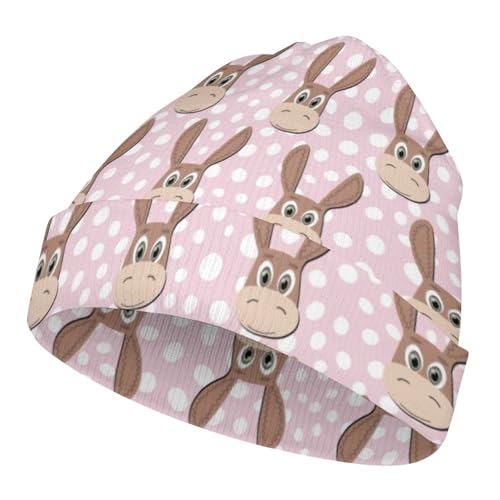 Cute Donkey Animal Pattern Kids Beanie Hat for for Girls Boys Children Cap Winter Knitted Chemo Cancer Headwear Accessories Gifts Decoration Black