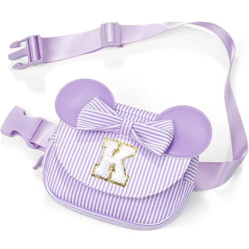 Image of Birthday Gifts for 3 4 5 6 7 8 9 10 11 12 13 Year Old Girls, Trendy Stuff Gifts for Teen Girls Kids, Initial Crossbody Bag Belt Bag for Women Purple K