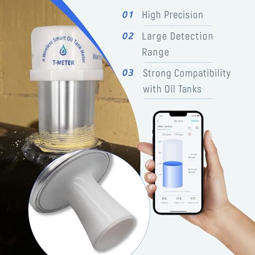 Smart Oil Tank Gauge,WiFi Heating Oil Tank Gauge (Connect via Bluetooth), Compatible with 138/275/330/500 Gallon Tanks, Vertical/Horizontal. Fit for Android & iOS
