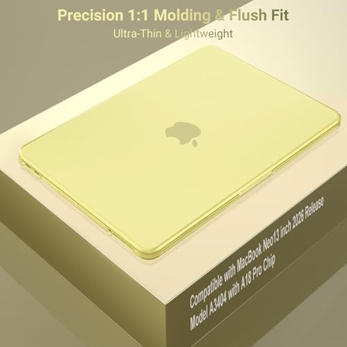 Image of MOSISO Compatible with MacBook Neo Case 13 inch 2026 Release Model A3404 with A18 Pro Chip, 4 in 1 Kit Precision Fit Crack & Scratch Resistant Protective Hard Shell Case Cover, Citrus