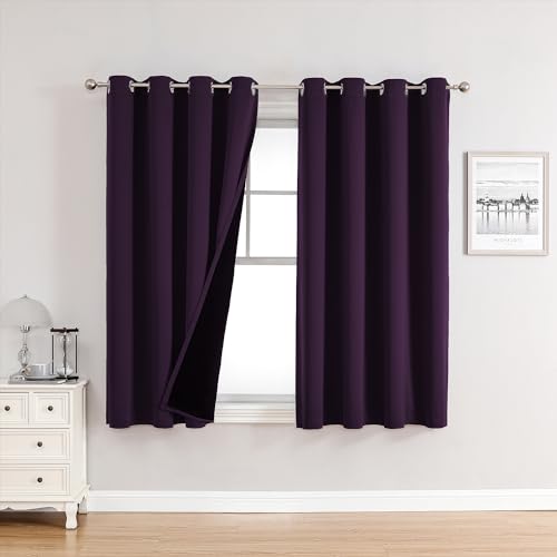 ChrisDowa 100% Blackout Curtains for Bedroom 63 Inches Long 2 Panels Set