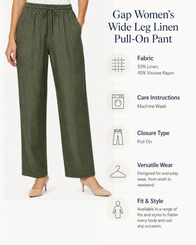 Image of Gap Womens Wide Leg Linen Pull on Pant
