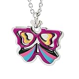 Mokilu'-Collar colgante animales - Latón y acero - Made in Italy - Mariposa con colores esmaltados a calor. Joya doble cara con un revolucionario sistema que se Mueve Patentado