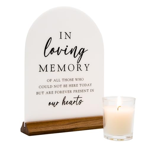 In Loving Memory Wedding Table Sign w/Candle (White)