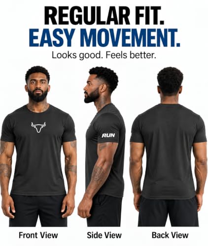 Image of Peppyzone Quick Dry Sports T Shirt for Men | Lightweight Breathable Gym T-Shirt | Regular Fit Workout Tee for Running, Training & Everyday Activewear
