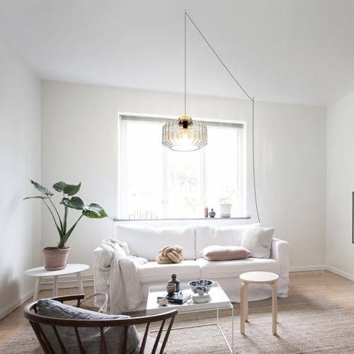 Image of Clear Plug in Chandelier Corded Ceiling Hanging Light Gold Kitchen Island Pendant Light with Corded On /Off Switch Plug in Light Fixtures for Bedside Dining Room