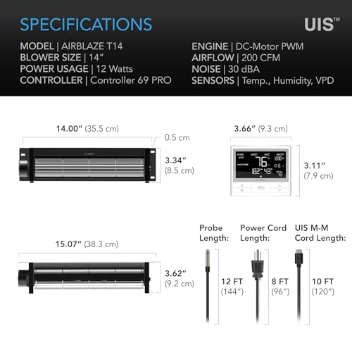 Ac Infinity AC-FBA14 Airblaze T14, Universal Fireplace Blower Fan Kit 14 Inch thumb #5