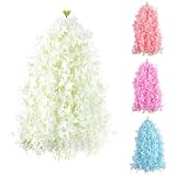 30PCS Decoración con Guirnalda de Flores Lilas de imitación, Plantas Artificiales de Wisteria Colgantes de 60CM para...