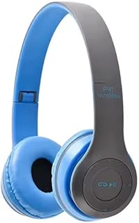 icall P47 Gaming Bluetooth Wireless Headphones Over Ear with Mic (Blue) Price In India